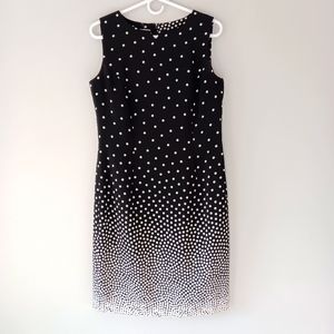 Talbots Sleeveless Sheath Dress, Black White Polka Dots, Made in USA, Size 8